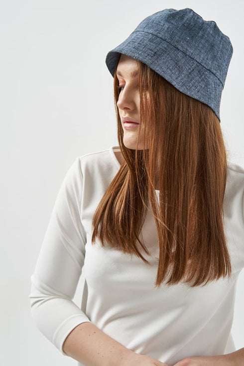 Image 10 of Summer linen hat sakura - bucket hat made for summer wear from Baltic Linen